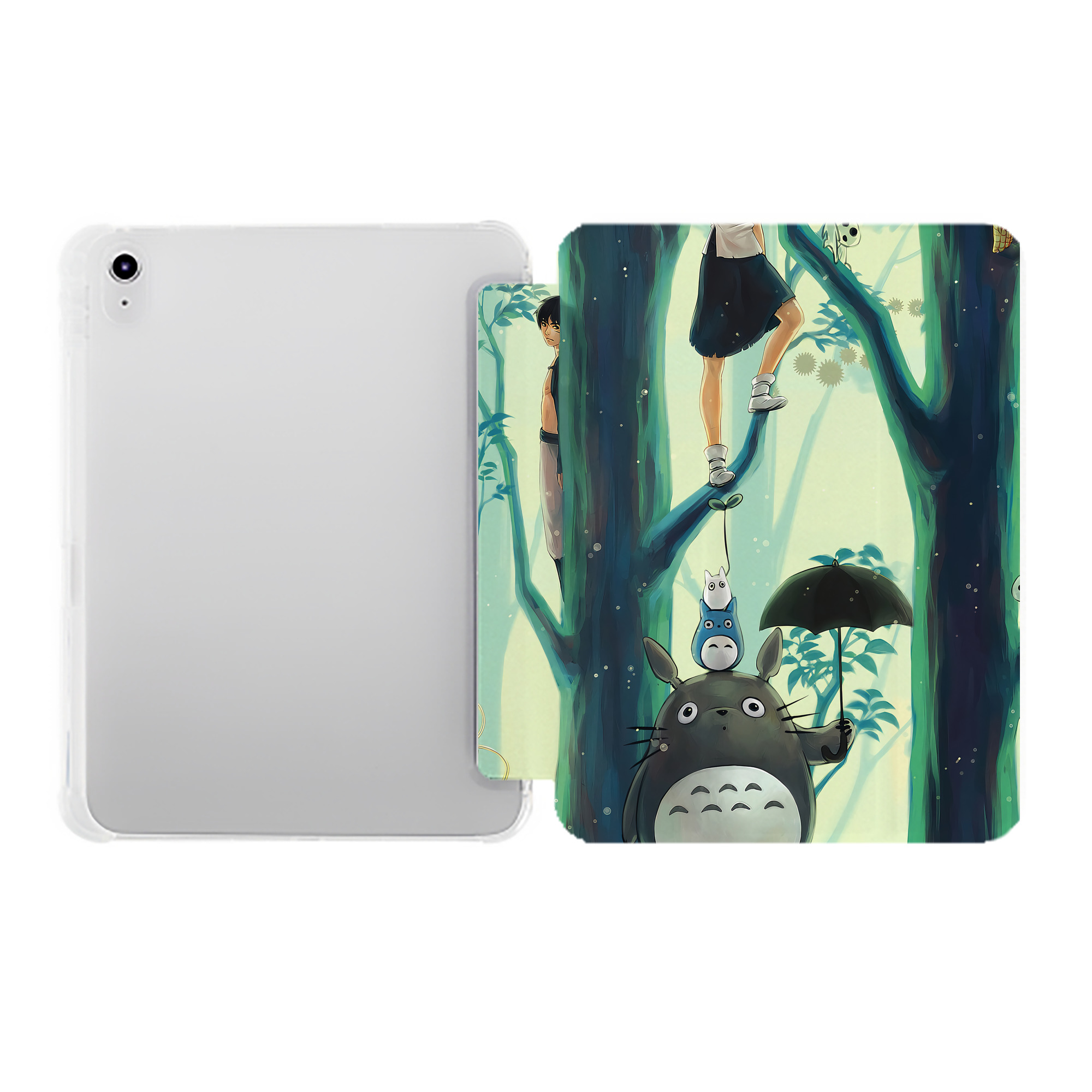 （画像用） となりのトトロ 草壁メイ 草壁サツキ My Neighbor Totoro Satsuki Kusakabe Mei Kusakabe IPad ケース ペン収納付き 三つ折りスタンド PUレザー×シリコン 対応機種9.5/10.5/10.9インチ